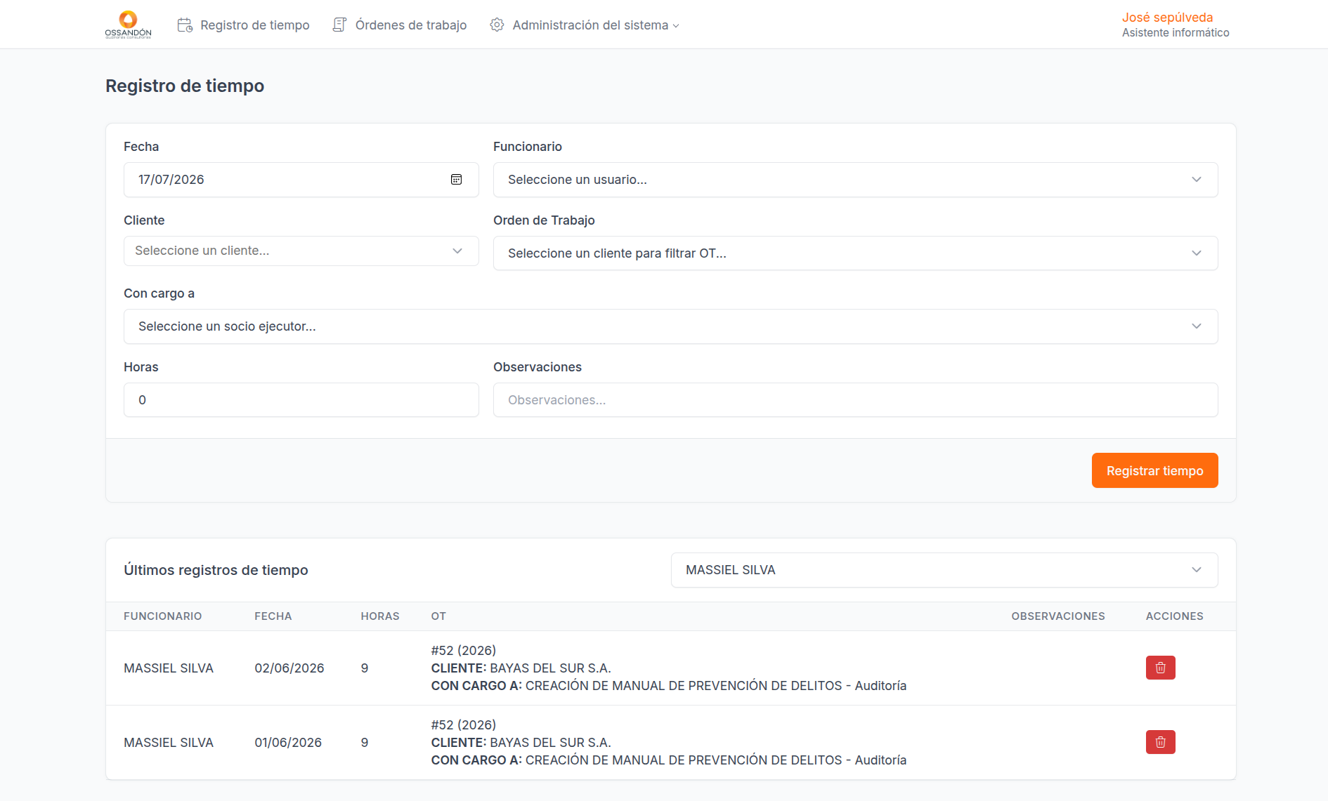 Captura de Registro de Tiempo