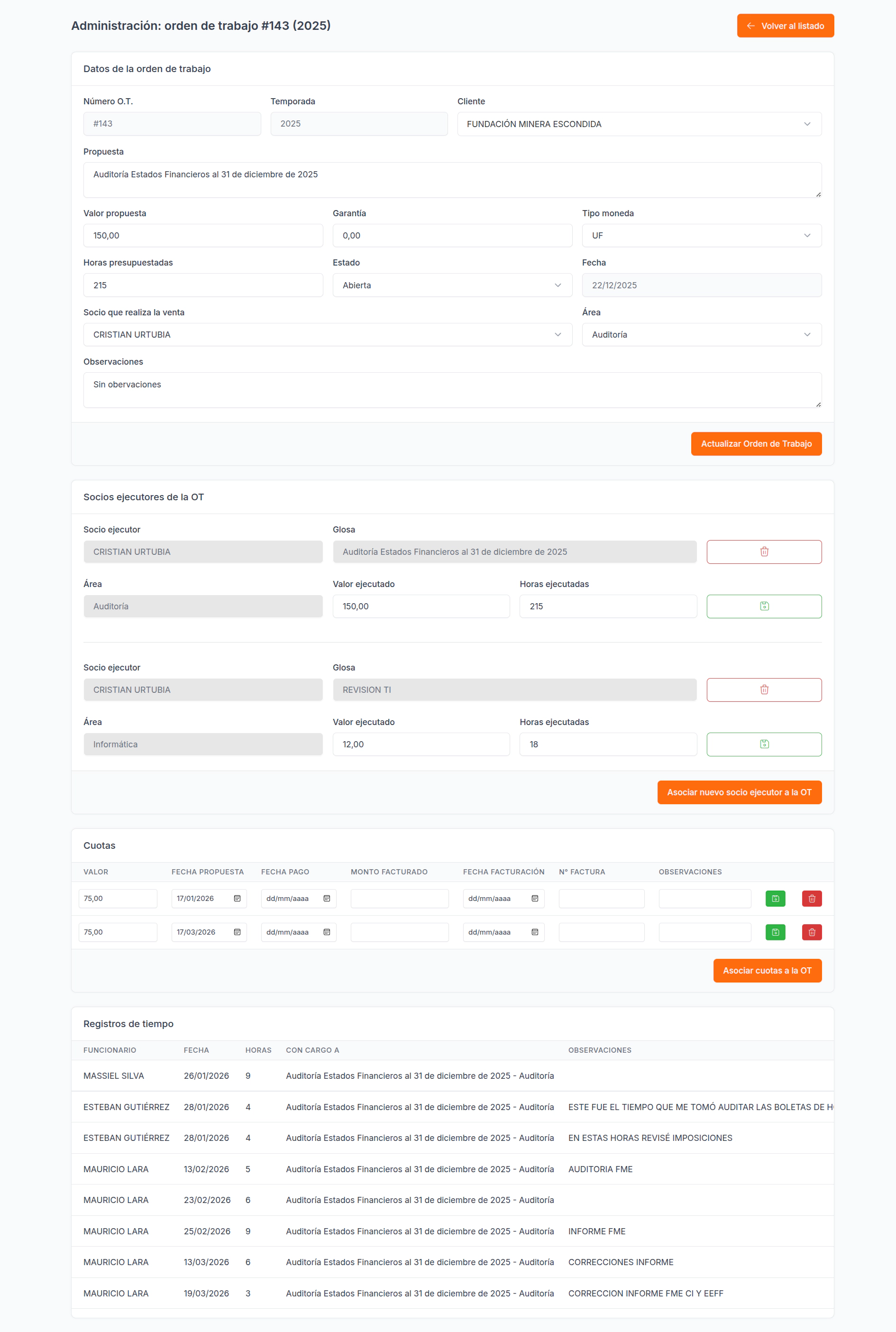 Captura de Registro de Tiempo